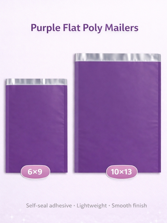 Home Office Other - 40 Purple Flat Poly Mailers 20 6x9 + 20 10x13 Self Seal Shipping Bags New
